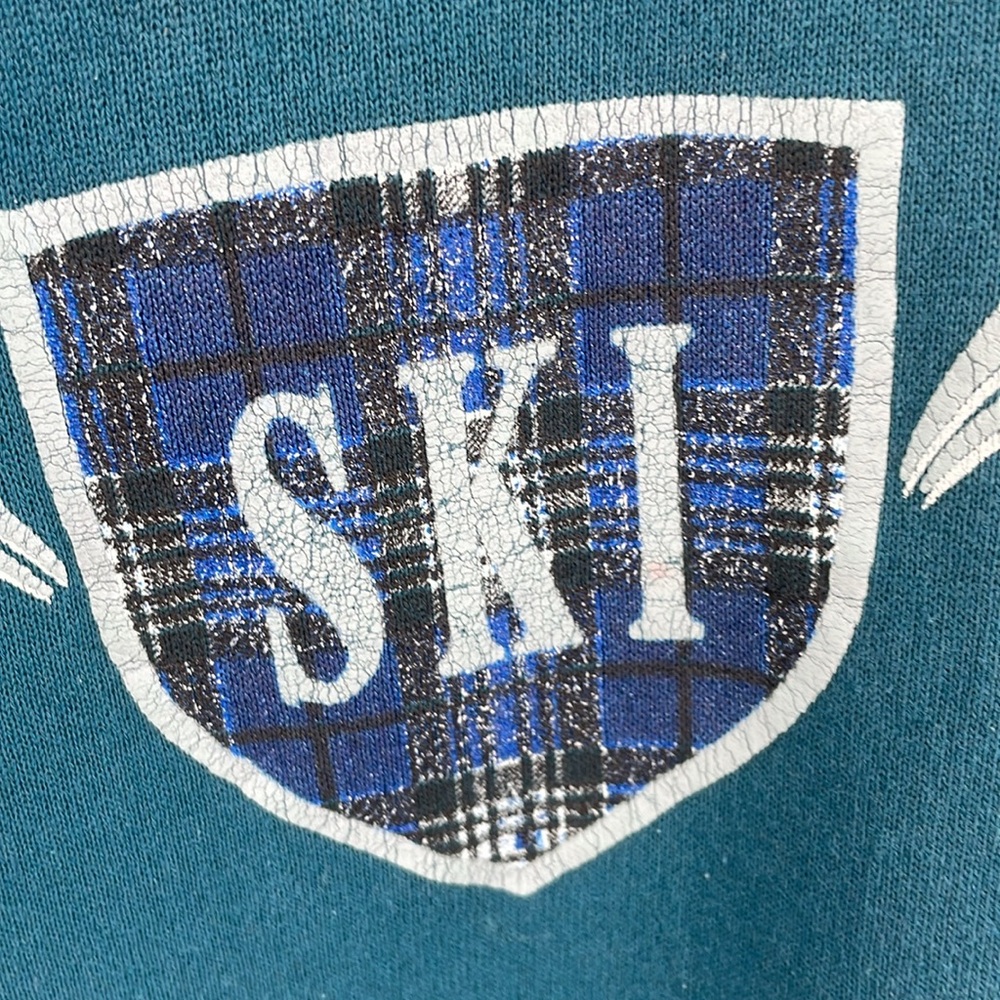 Oversized vintage Colorado Ski turquoise warm long sleeve hoodie pullover XL - Picture 4 of 7